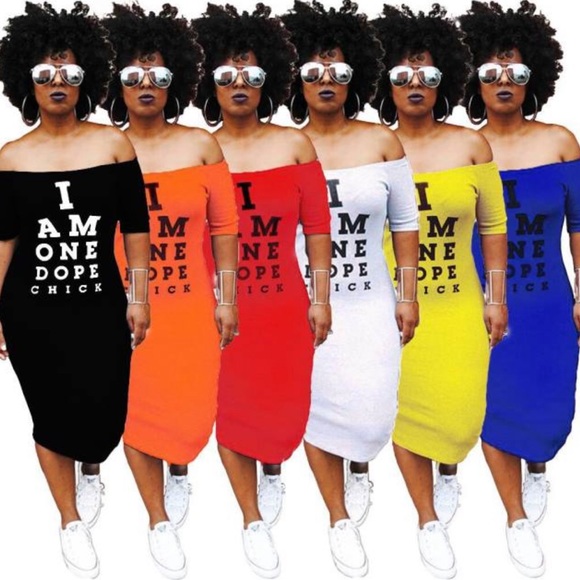 “I Am One Dope Chick” Women’s Bodycon Dress. - Picture 3 of 13